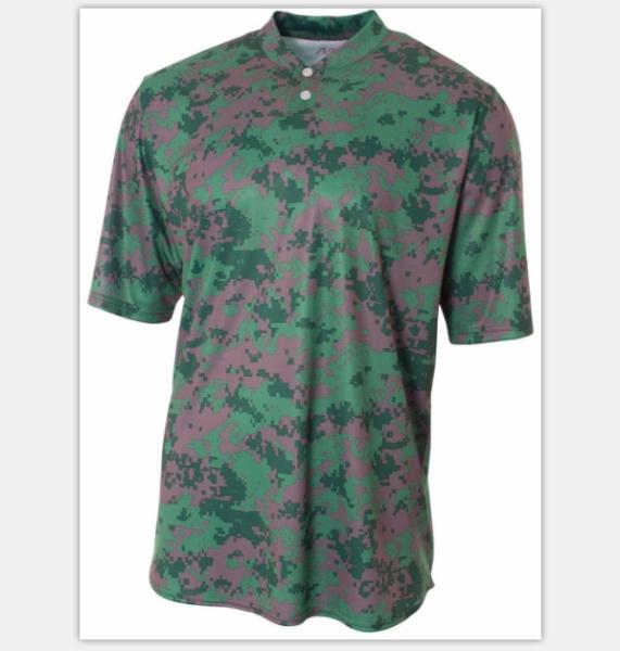 100% Cotton Sublimation Printing T Shirts Camo Baseball Tee Turtleneck