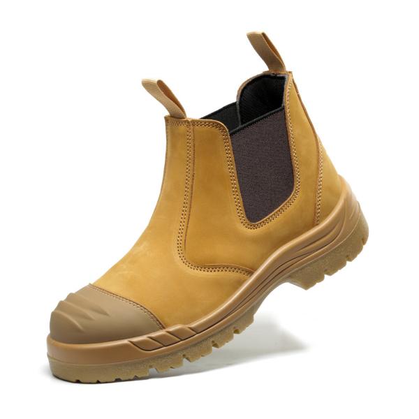 Steel Tip Chelsea Safety Shoes Brown Cow Split Leather Shoes For Men