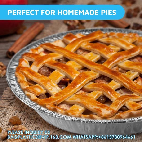 9” Aluminum Foil Pie Pans | Round Disposable Containers Angled Walls Tart Baking, Storing, Serving & Reheating