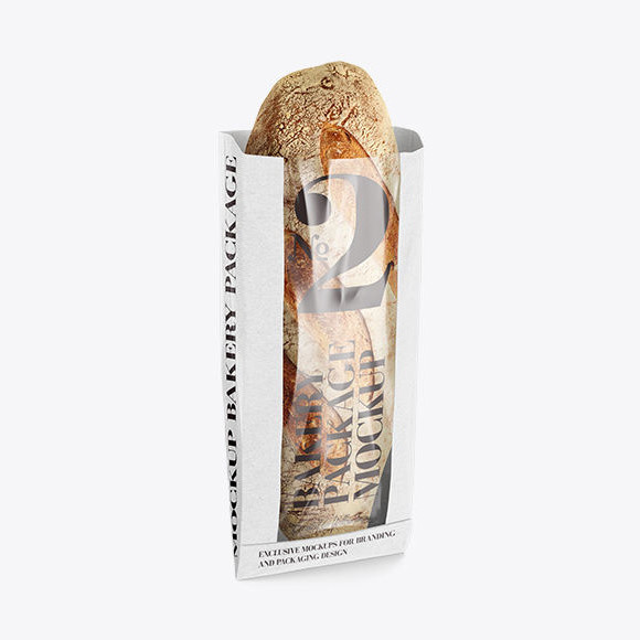 Disposable Coffee Shop Baguette Takeaway Kraft Paper Food Bags With Window