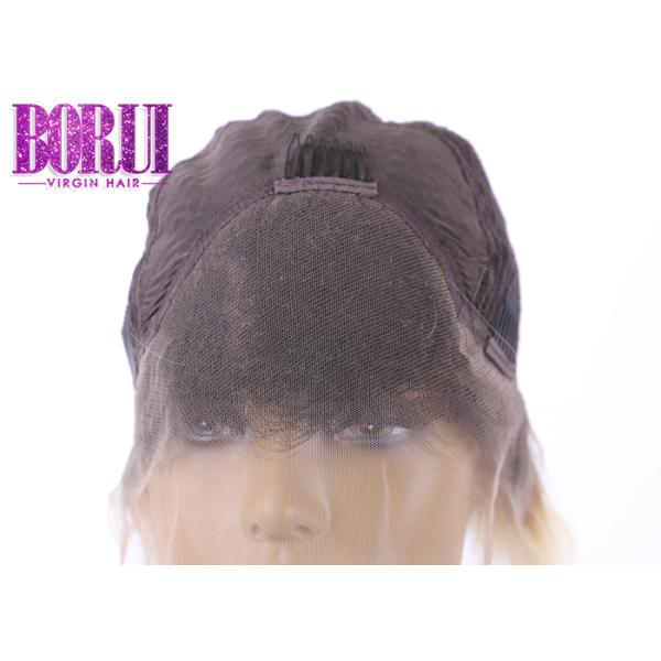 Virgin Cuticle Aligned Hair , 1B / 613 Blonde Pixie Wig Brazilian Silky