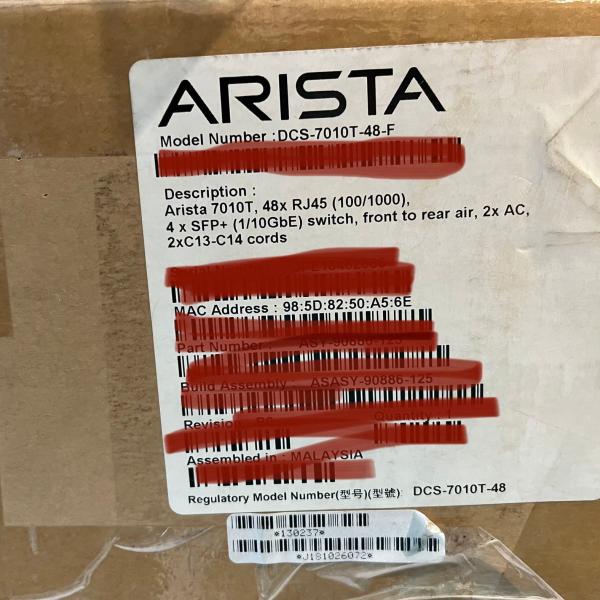 Stock DCS-7010T-48-F Arista 7010T Switch NIB Original
