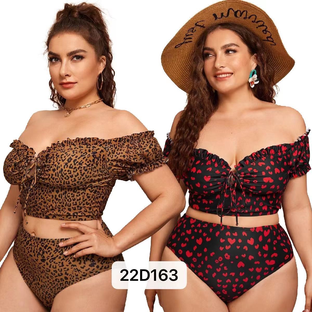 Разделение шеи леопарда Swimwear дам полиамида крупноразмерное плюс купальные костюмы размера