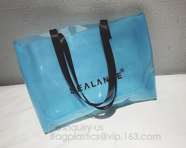 Plastic Waterproof Beach Bag, satchel handbag with a purse for women, Pockets And Zipper See Through PVC Tote Bag, carry