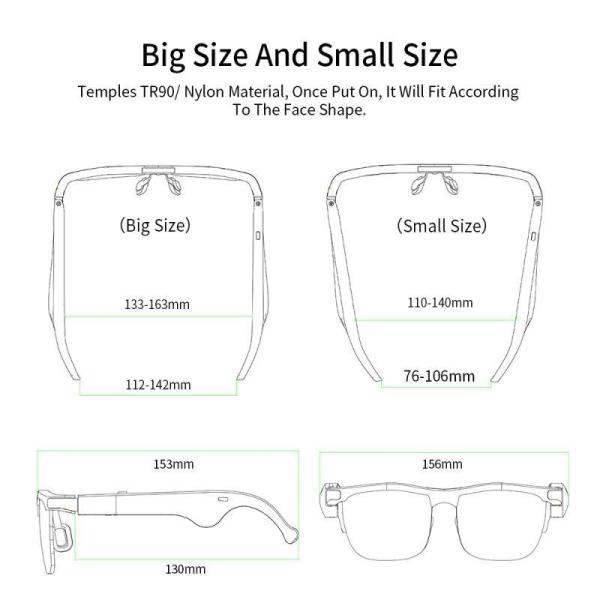 Directional Audio 5.0 Smart Music Glasses TR90 Protect Against Blue Light And Radiation Smart Glasses Sunglasses