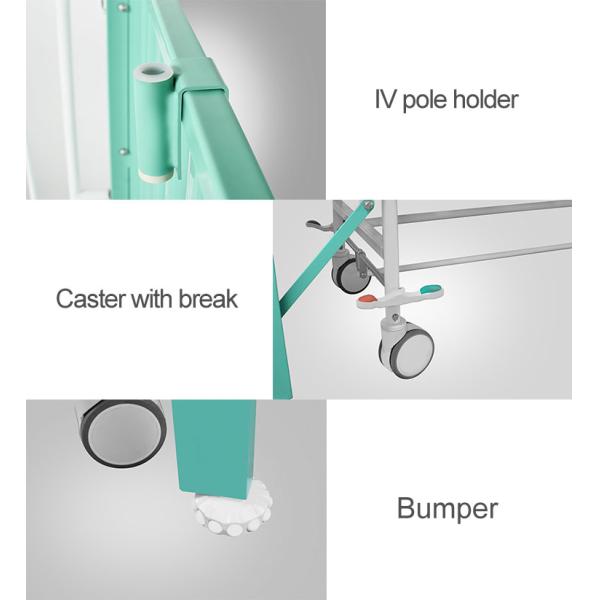 Cama pediátrica médica manual de dos funciones con los carriles laterales de acero esmaltados