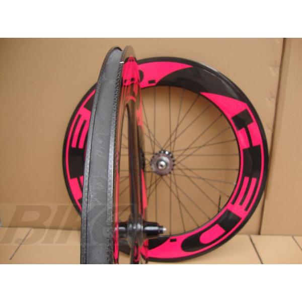 New700c China cheap 70mm front tri-spokes&88rear carbon clincher wheelsets for track bike