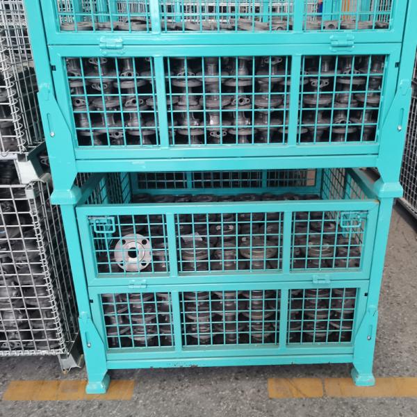 Robust Construction Grid Material Metal Pallet Crate Folding Mesh Container 2000kg