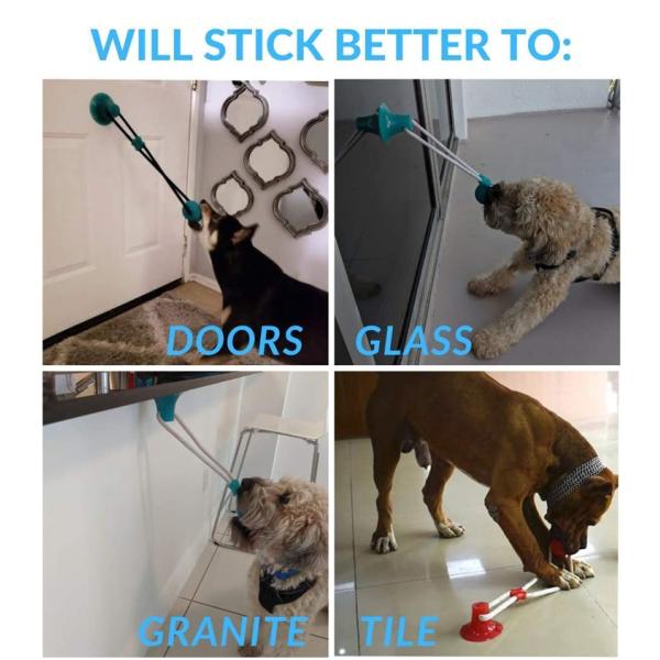 Pet Dog Self Play Tug Pull Force Vent Durable Strong Teeth Cleaning Suction Cup TPR