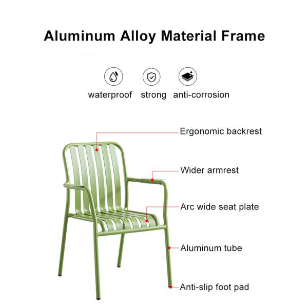 Aluminum Metal Patio Terrace Balcony Leisure Chair and Table Set Outdoor Armchairs