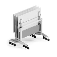 Mesa de treinamento dobrável de madeira retangular branca espessura 25 mm para sala de reunião