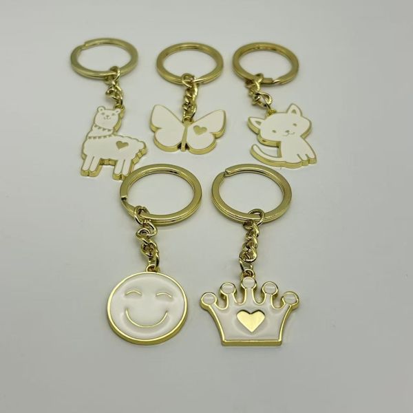 Metal gifts keyrings with different shape keychains dogs,cats butterfly metal keyrings for sale