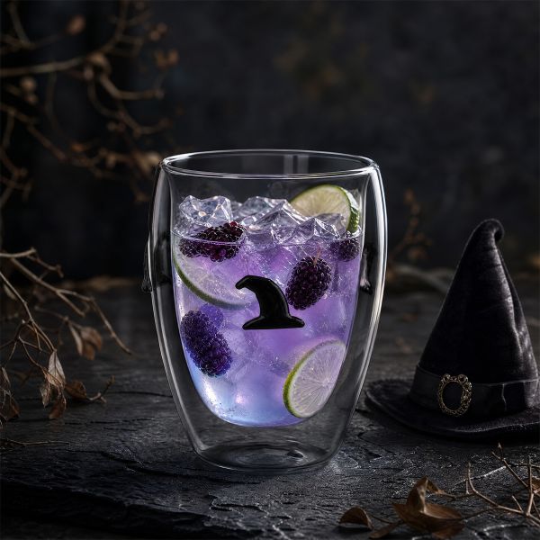 Double Walled Glass Coffee Cup Borosilicate Outer Stripe Glass For Drinking Coffee Tea