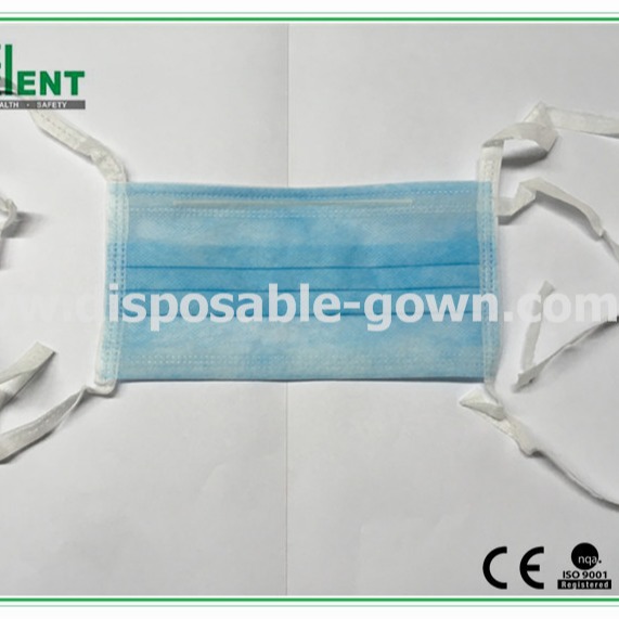 Нестерильная расплавленная нетканая галстук на лицевой маске для больничного медицинского использования
