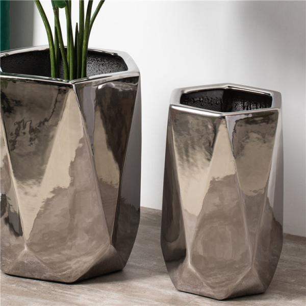 Latest design home balcony hotel decor flower plant pot creative electroplate ceramic garden pots for plants
