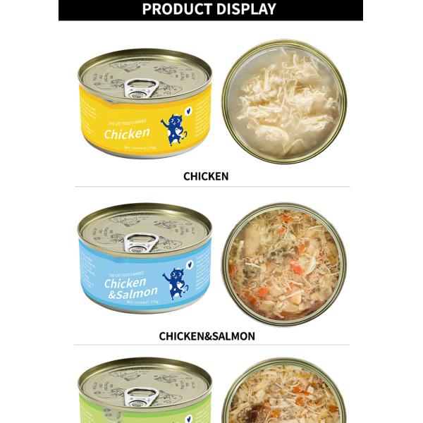 1 Year Shelf Life Mixed Flavors Pet Cat Wet Food 170g White Meat Canned Cat Food