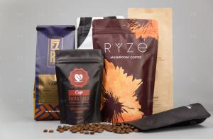 Customized Stand Pouch Valve Coffee Bag With Side Zipper For Caoffee Beans Food