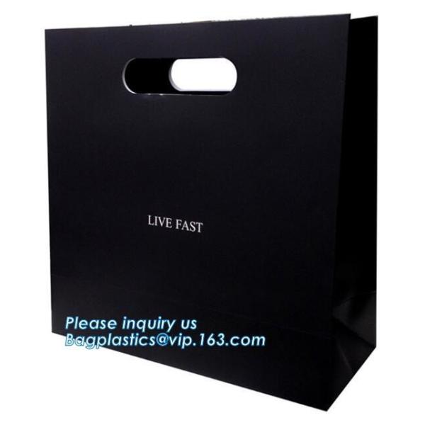 Fancy Design Black Paper Bag For Packaging, Luxury Custom Paper Carrier Bag, Gloss Laminated Luxury