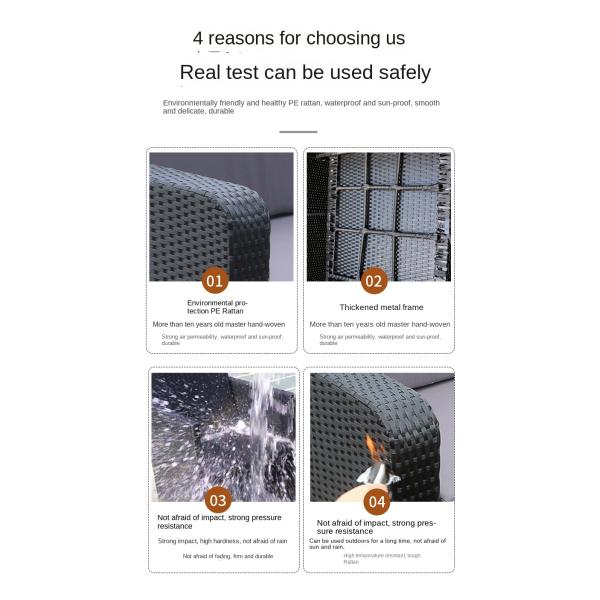 Restaurant Outdoor Light Luxury PE Rattan Sofa Set Patio Waterproof Metal Furniture