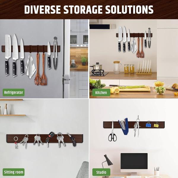 16 Inch Professional Wooden Magnetic Knife Strip Space-Saving Knife Rack With Power Ideal for Blocks Roll Bags