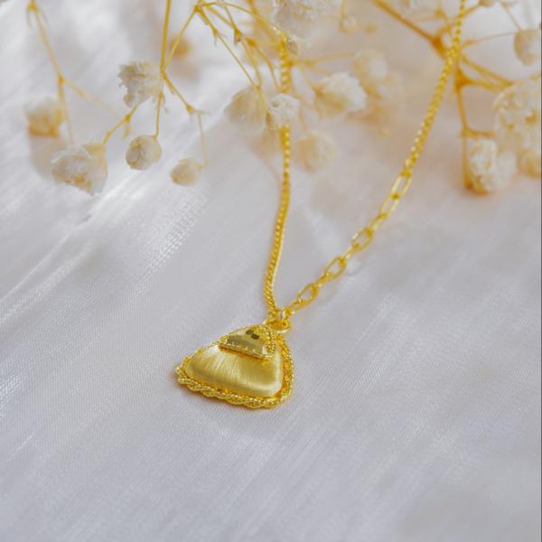 triangle necklace for 925 sliver gold plating with ring set