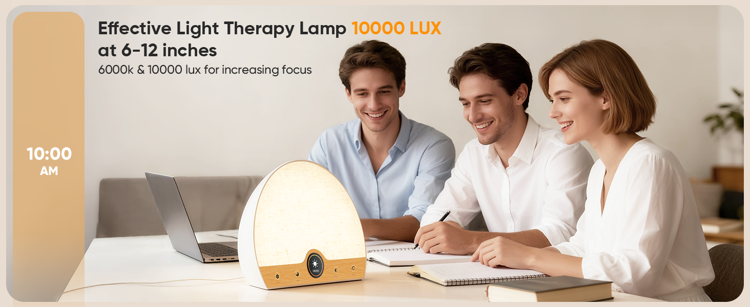 2700K 4000K 6000K Light Therapy Alarm Dimmable Wake Up Light Clocks