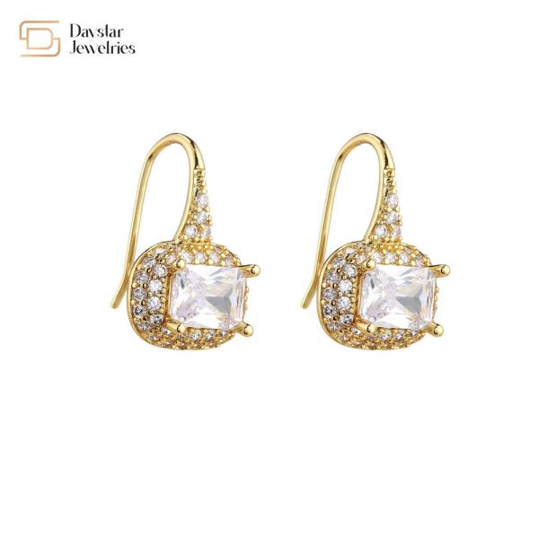 Gold Plated Rhinestone Hoop Earrings , Twist Diamond Ball Charm Pendant Earrings