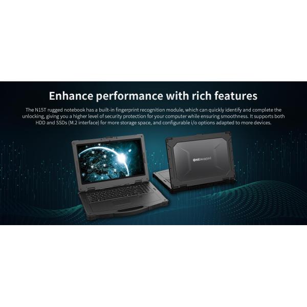 ONERugged N15T 15,6 polegadas Laptop industrial resistente Win11 Intel Core i5/i7 5G RJ45 RS232