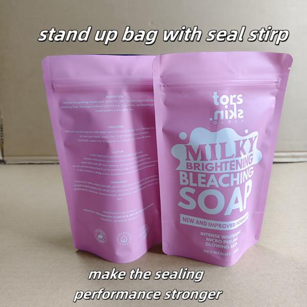 Bolsas de pie con sellado para envasado de alimentos, con función de impresión flexográfica de alta definición.