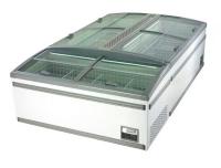 Congelador de la isla de la puerta de cristal de desplazamiento del supermercado para la combinación libre de la comida congelada