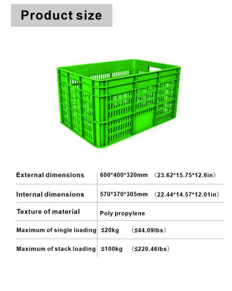 ISO9001 Certified 28L Black Plastic Crate for Moving and Display Solid Box Style