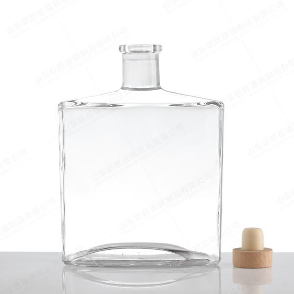 All Size 375ml 750ml 1000ml Flat Square Vodka Glass Whiskey Wine Bottle with Cork