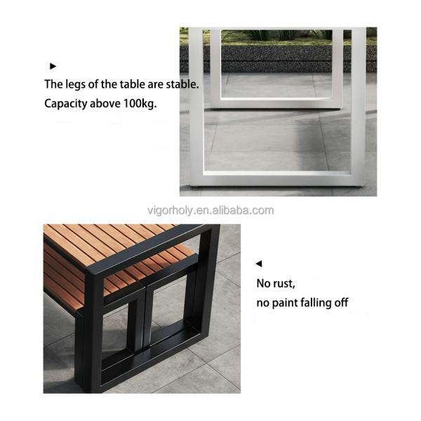 Plastic-Wood Table for Leisure Outdoor Patio Furniture Bench Coffee Table Combination