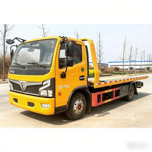 DFAC 6 Wheels Road Recovery Flatbed Wwrecker Tow Truck with Crane