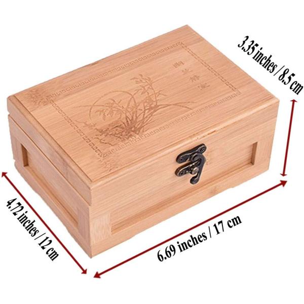 Caja de almacenamiento de joyas de bambú con bandeja