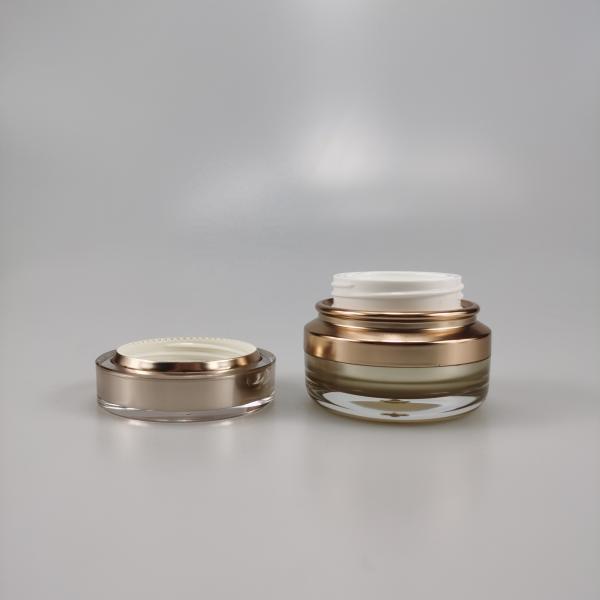 15g 30g 50g Round Gold Eco-Friendly Acrylic Cream Jar with Oblique Shoulder Design
