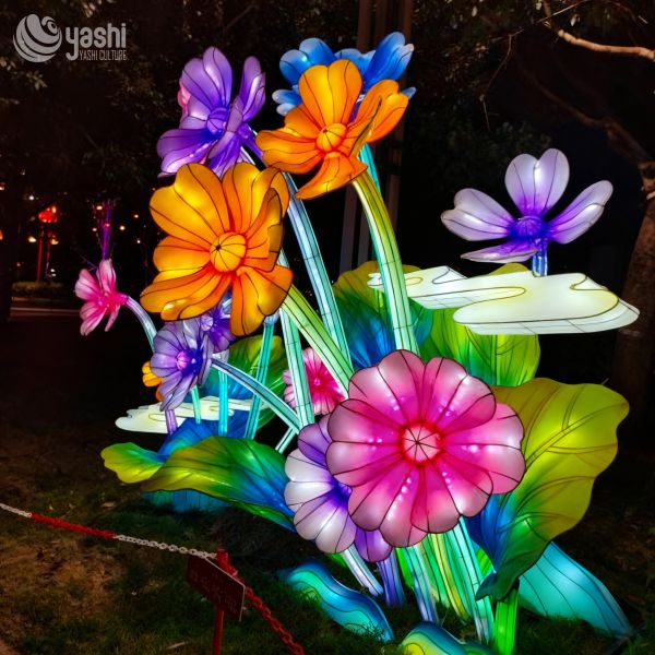 Custom Colorful Wild‑Flower Lantern Sculpture, Large LED Mixed Floral Light Group for Park Lantern Festival