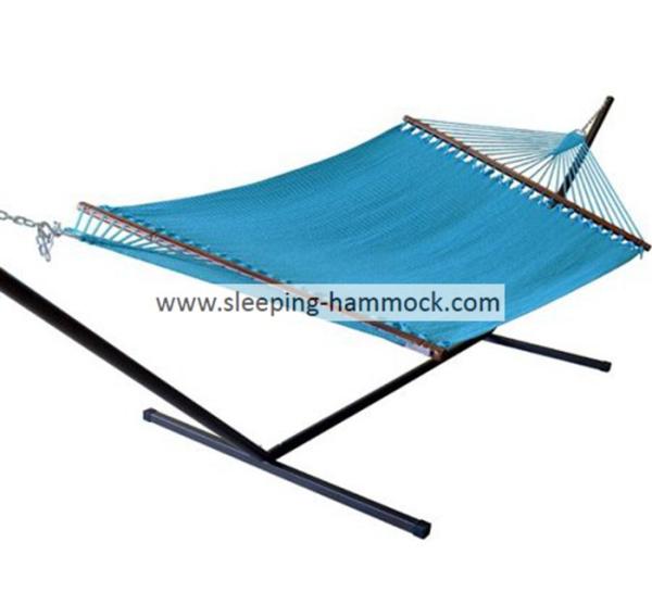 Coastal Tight Weave Wooden Arc  2 Person Rope Hammock With Stand Light Blue 55 X 84 Inches