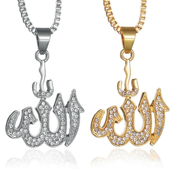 Muslim Custom Zinc Alloy Pendants Imitation Diamond Pendant Necklace
