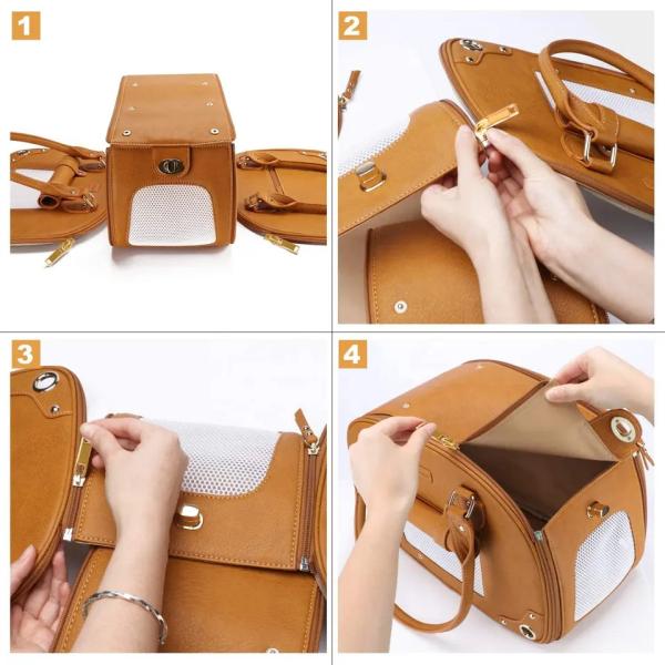 сумка кота собаки перемещения 45L портативная мягкая проложенная кожаная складная