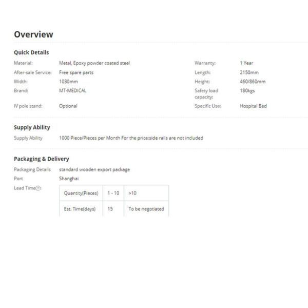 Folding Single Medical Hospital Beds For Adults 180kg Load Capacity ODM