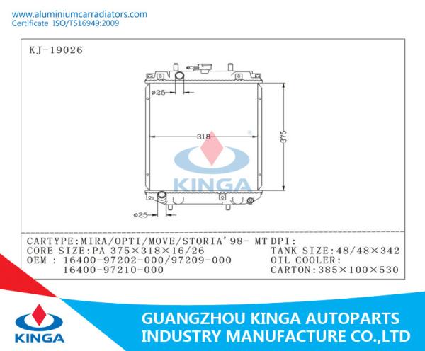 Plastic Tank Core Aluminium Car Radiators For Daihatsu 1998 Mira / Opti / Move / Storia