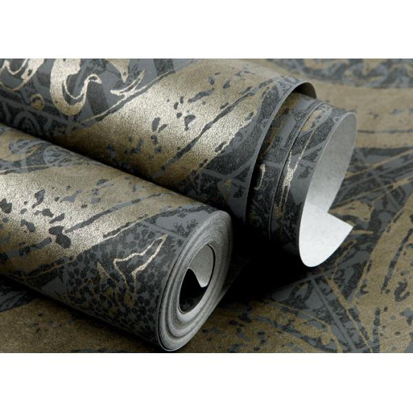 Waterproof Circle Retro Vintage Wallcovering / 0.53*10M Black Bedroom Wallpaper
