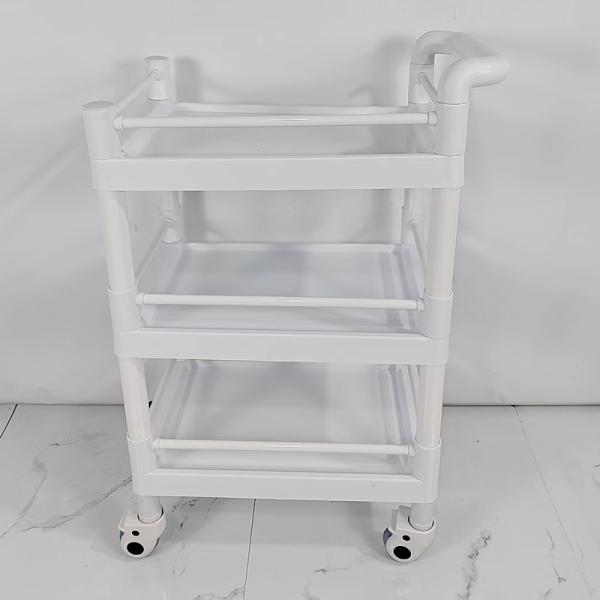 Modular 3-Shelf Medical Trolley with Safety Rails Easy Assembly Plastic Cart