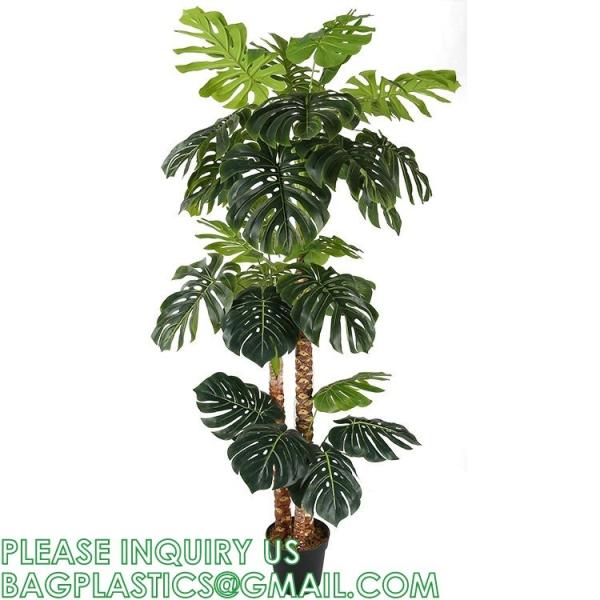 Artificial Monstera Deliciosa Plant, 5ft Potted Faux Tree with 15 Verdant Fake Leaves, Swiss Cheese Plant for Home