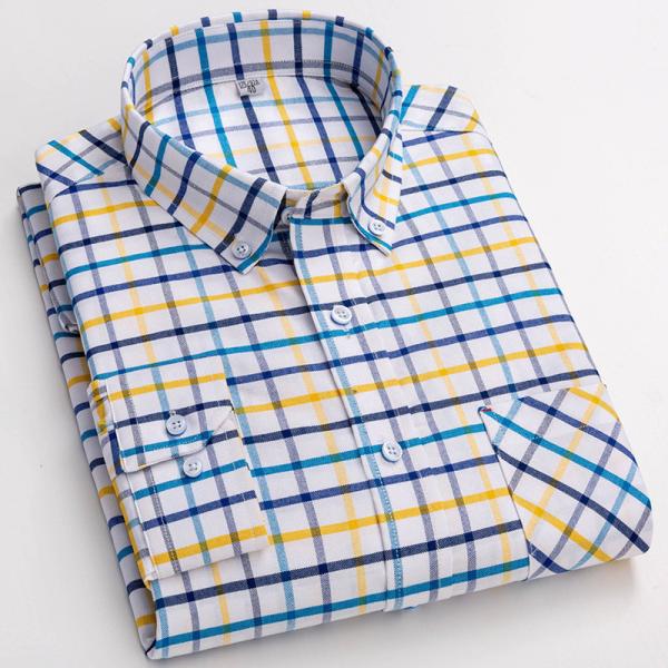 Colecção de Verão de algodão 100% Oxford Cheque camisa e calças para código de vestimenta de escritório