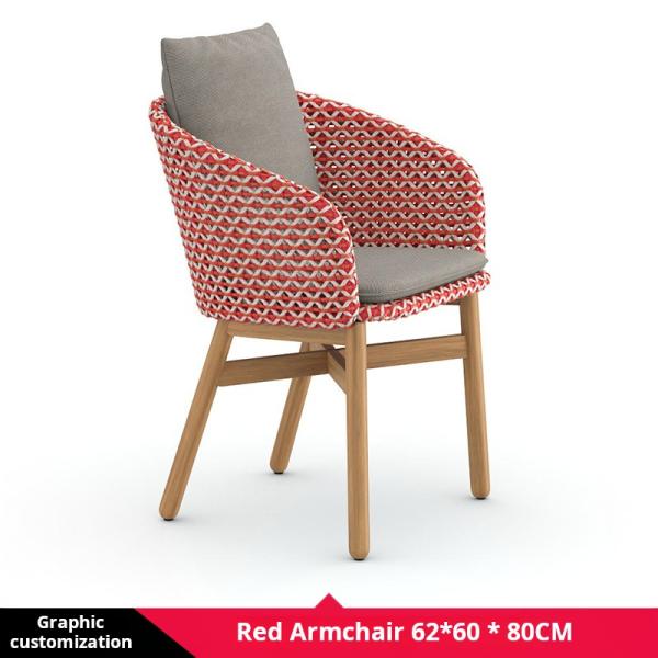 Contemporary PE Rattan Chairs Teak Wood Table Chair Set Outdoor Customized Furniture