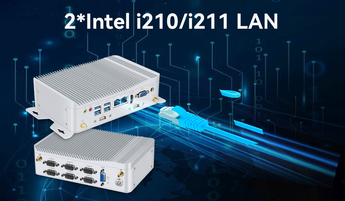 Intel Core i3 Industrial PC без вентилятора Мини ПК с GPIO и DDR4 16G 6COM