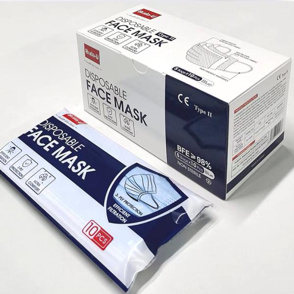 Da máscara descartável BFE 98% FDA ASTM F2100 da camada de Buda-U padrão azul médico 3
