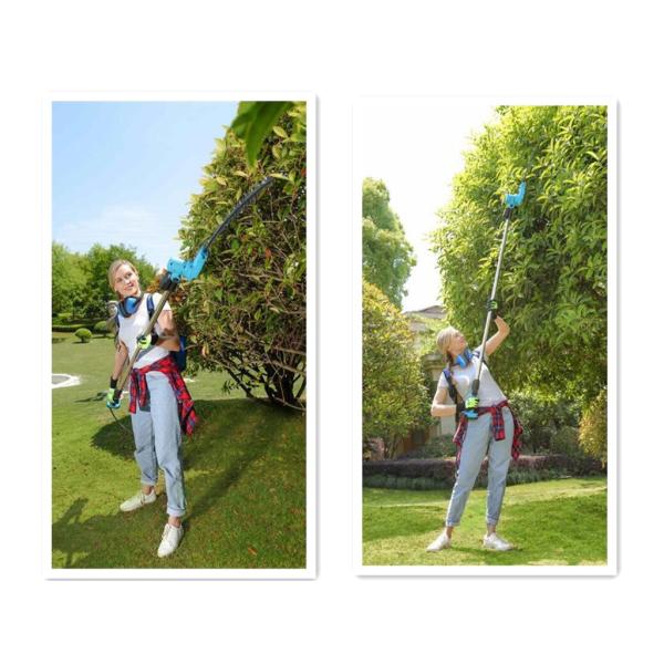 600mm 1KW Battery Lightweight Long Reach Telescopic Hedge Trimmer Cordless